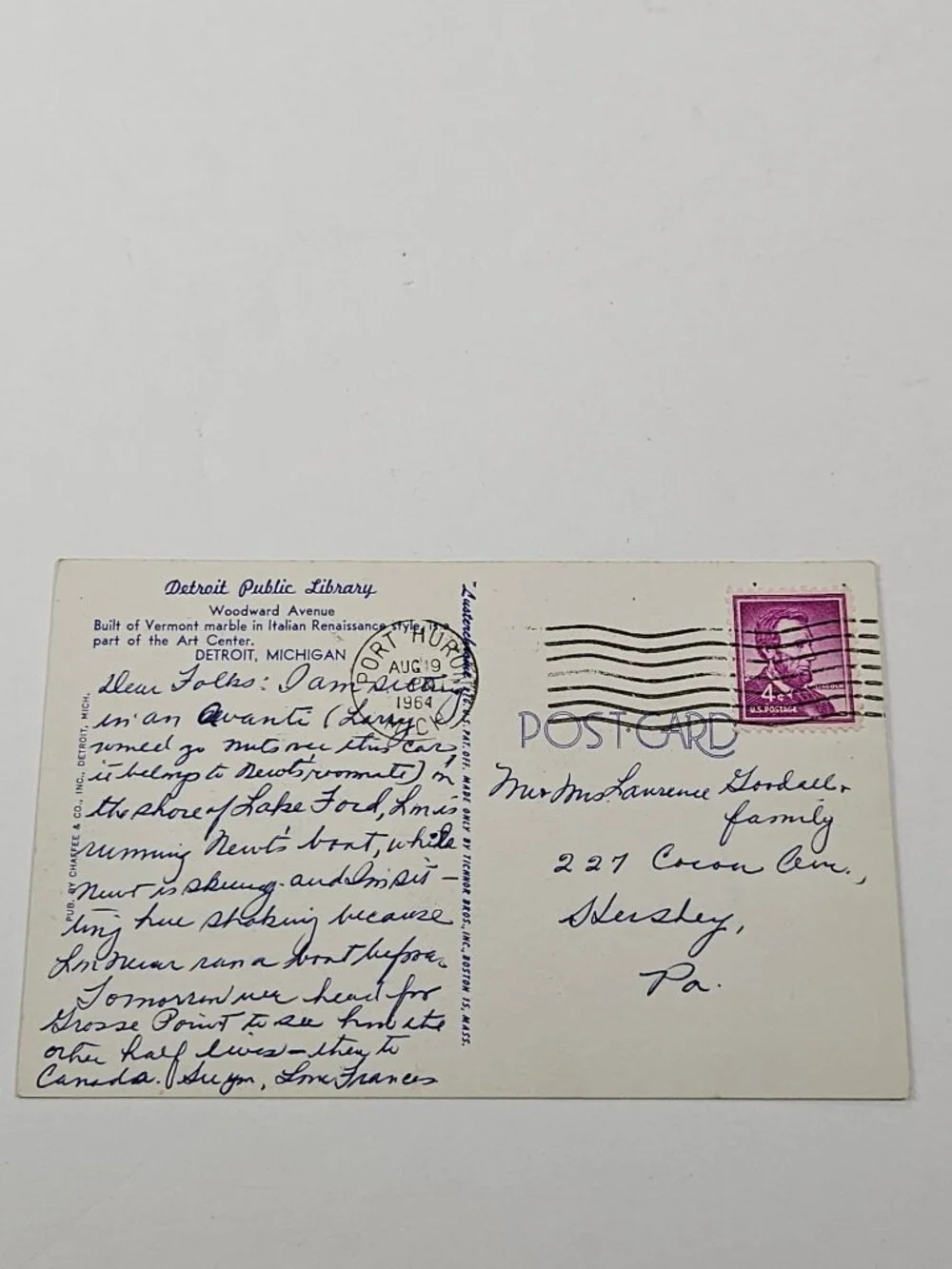 Detroit Public Library Woodward Avenue Detroit Michigan Postcard